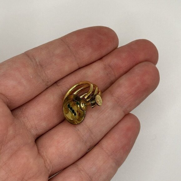 Vintage 1/20 12kt Fill Modernist Multi Hoop Screwback Earrings Signed Classic - Picture 9 of 11